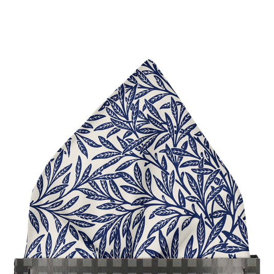 William Morris Nature Ornament Blue Pre-Folded Pocket Square