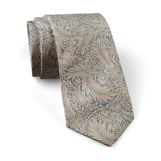 William Morris Larkspur Tan & Dark Teal Tie