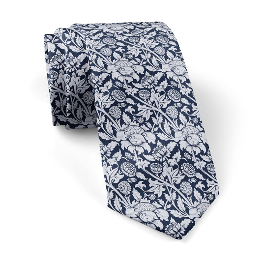 William Morris Sunflowers Navy Blue Tie