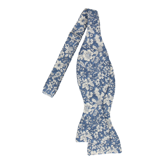 Copen Blue Floral Bow Tie