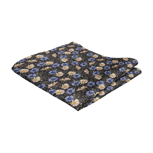 Blue Mix Daisies Navy Blue Pocket Square