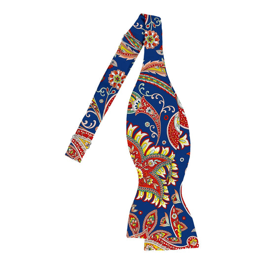 Large Colourful Paisley Royal Blue Bow Tie