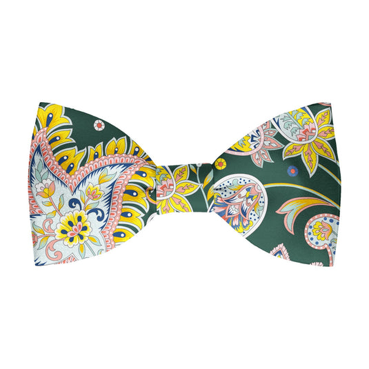 Large Colourful Paisley Dark Green Bow Tie