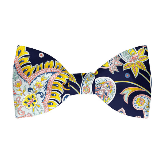 Large Colourful Paisley Navy Blue Bow Tie