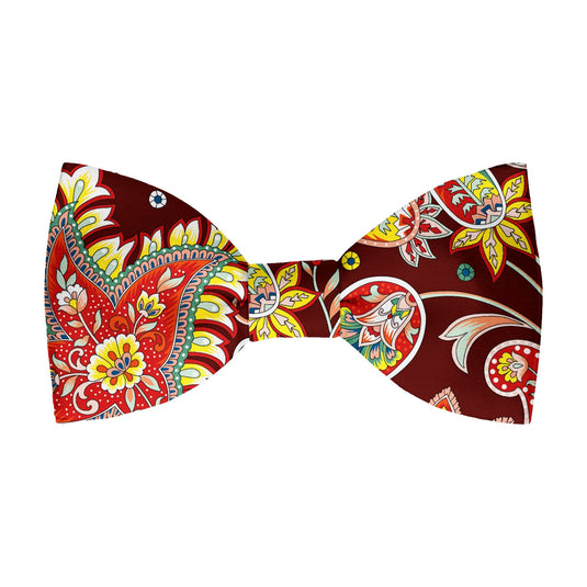 Large Colourful Paisley Burgundy Red Bow Tie
