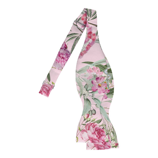 Floral Multicoloured Eucalyptus and Rose Pale Pink Bow Tie