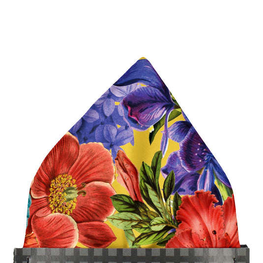 Bright Multicoloured Floral Mix Sunflower Yellow Pocket Square