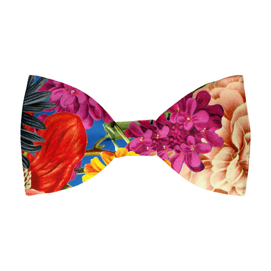 Bright Multicoloured Floral Mix Cobalt Blue Bow Tie