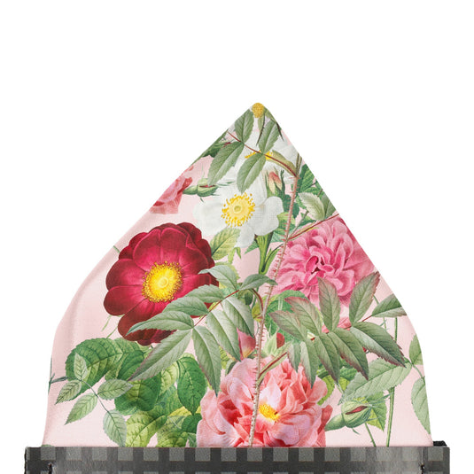 Pink & White Rose & Anemone Blossom Blush Pink Pocket Square