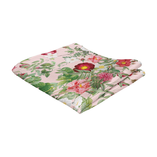 Pink & White Rose & Anemone Blossom Blush Pink Pocket Square