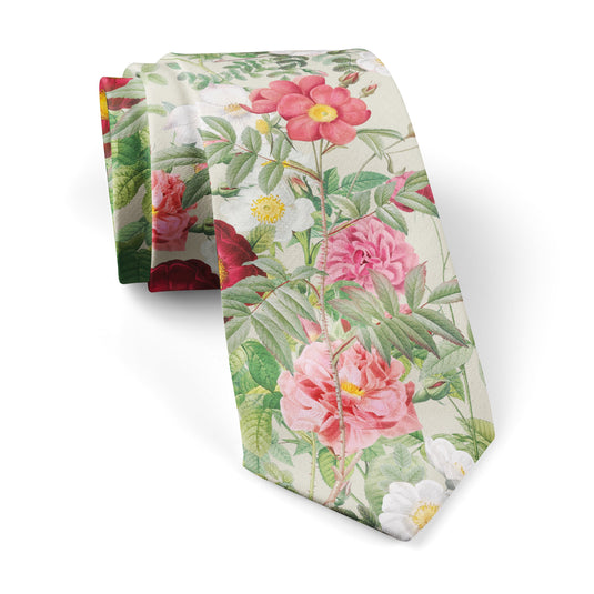Pink & White Rose & Anemone Blossom Champagne Tie