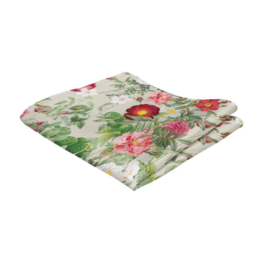 Pink & White Rose & Anemone Blossom Champagne Pocket Square
