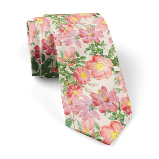 Coral & Pink Anemone Flower Bloom Tie