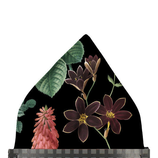 English Garden Multicolour Floral Black Pocket Square
