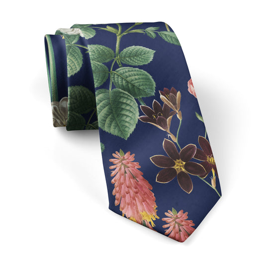 English Garden Multicolour Floral Prussian Blue Tie