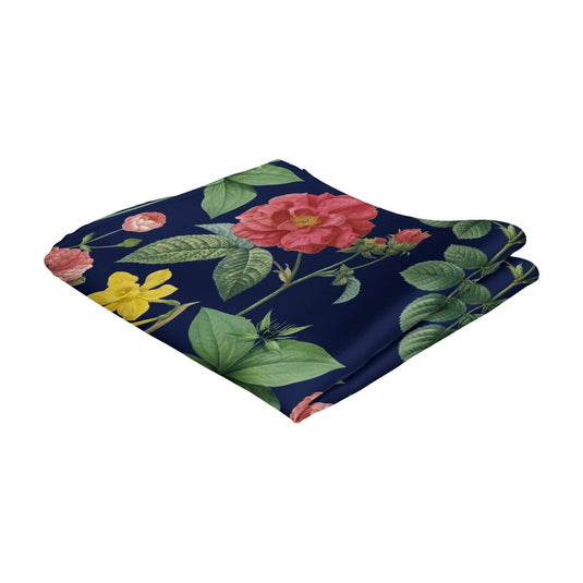 English Garden Multicolour Floral Prussian Blue Pocket Square