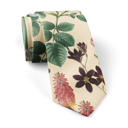 English Garden Multicolour Floral Cream Tie