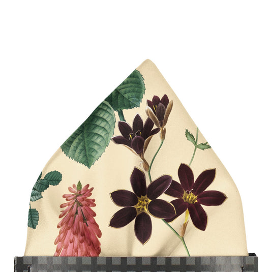 English Garden Multicolour Floral Cream Pocket Square