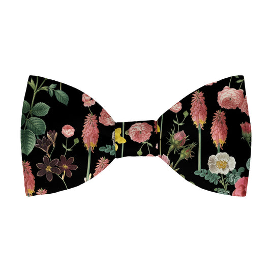 Border Plants Multicoloured Floral Black Bow Tie
