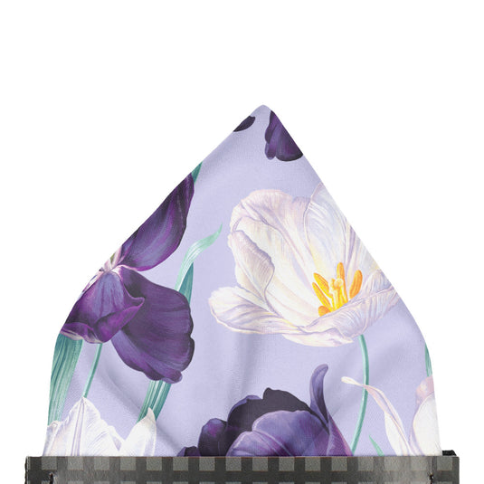 Large White & Purple Tulips Lilac Pocket Square