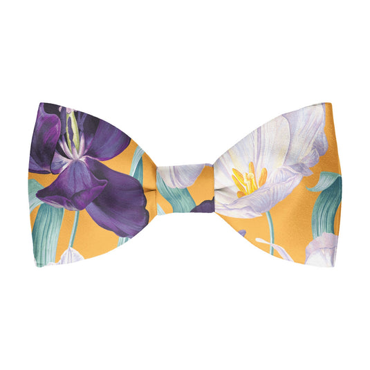 Large White & Purple Tulips Saffron Yellow Bow Tie