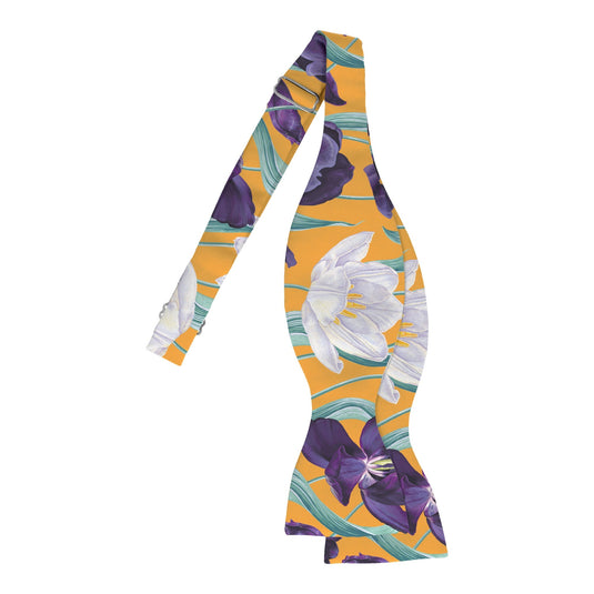 Large White & Purple Tulips Saffron Yellow Bow Tie