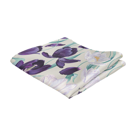 Large White & Purple Tulips Parchment Pocket Square