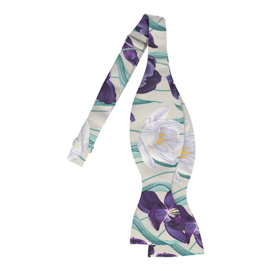Large White & Purple Tulips Parchment Bow Tie
