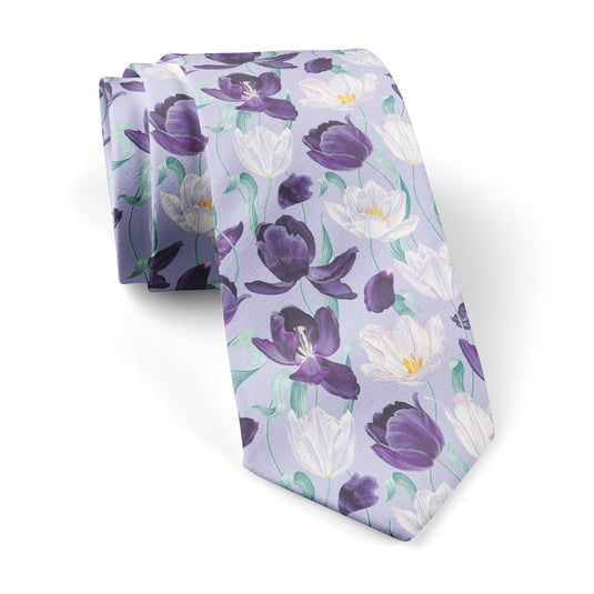 Blooming Tulip Flowers & Petals Lilac Tie