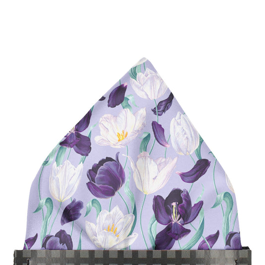Blooming Tulip Flowers & Petals Lilac Pocket Square