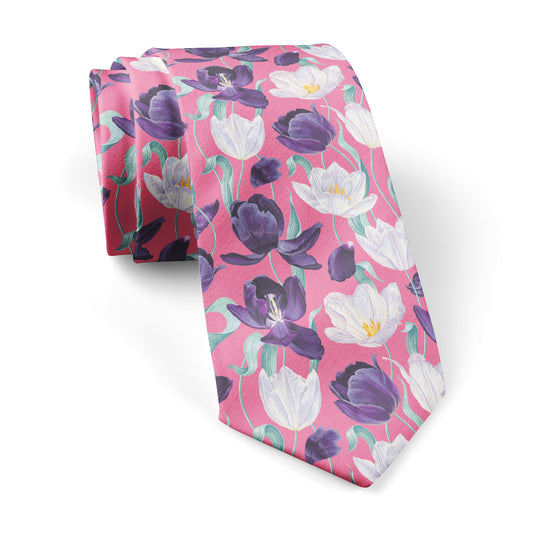 Blooming Tulip Flowers & Petals Pink Tie