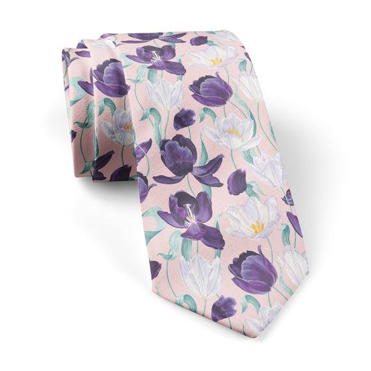 Blooming Tulip Flowers & Petals Blush Pink Tie