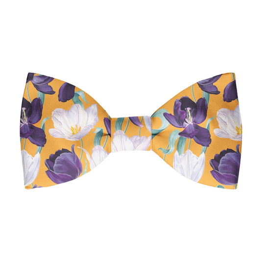 Blooming Tulip Flowers & Petals Saffron Yellow Bow Tie