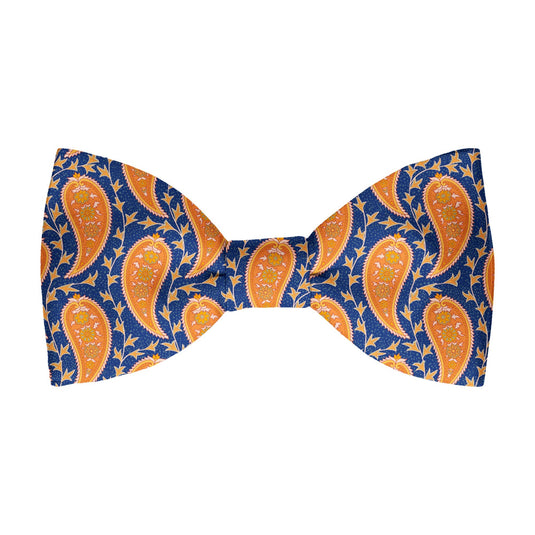 Bright Orange and Royal Blue Dancing Paisley Bow Tie
