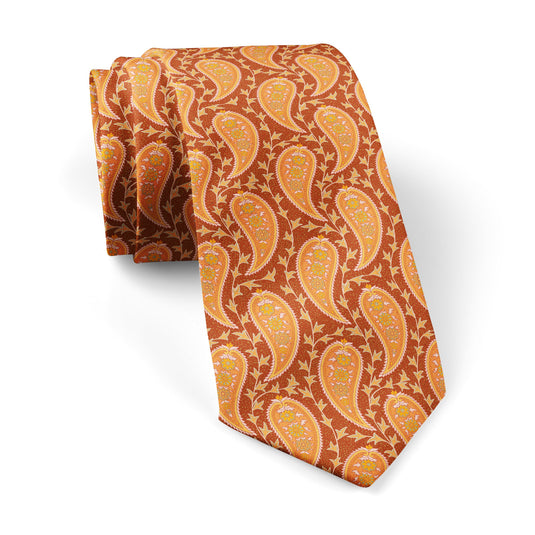 Orange and Copper Dancing Paisley Tie