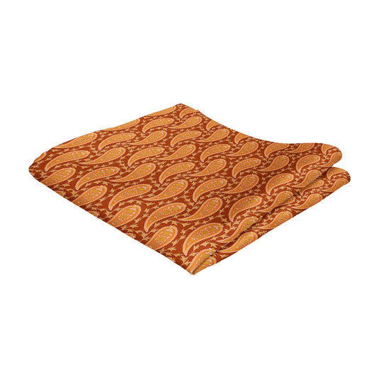 Orange and Copper Dancing Paisley Pocket Square