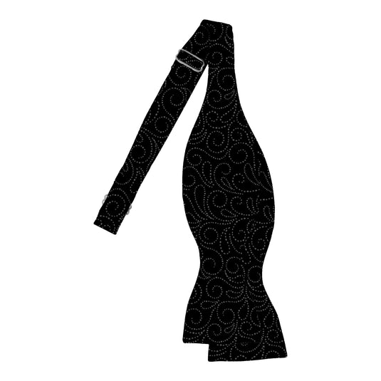 Swirled Dots Filigree Style Black Bow Tie