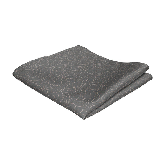 Swirled White Dots Mid Grey Pocket Square