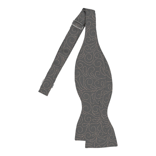 Swirled White Dots Mid Grey Bow Tie
