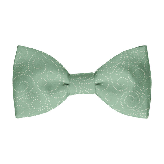 Swirled White Dots Soft Green Bow Tie