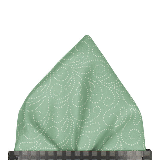Swirled White Dots Soft Green Pocket Square