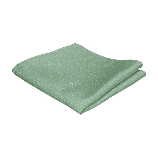 Swirled White Dots Soft Green Pocket Square