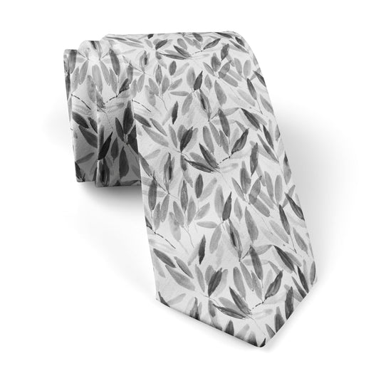 Abstract Watercolour Leaves Grey Multi Tie