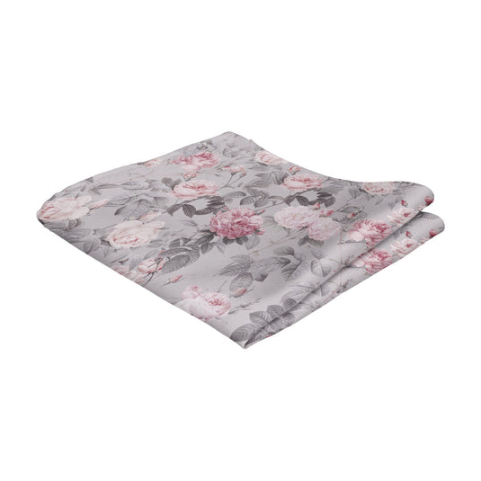 Vintage Floral Roses Soft Pink and Grey Pocket Square