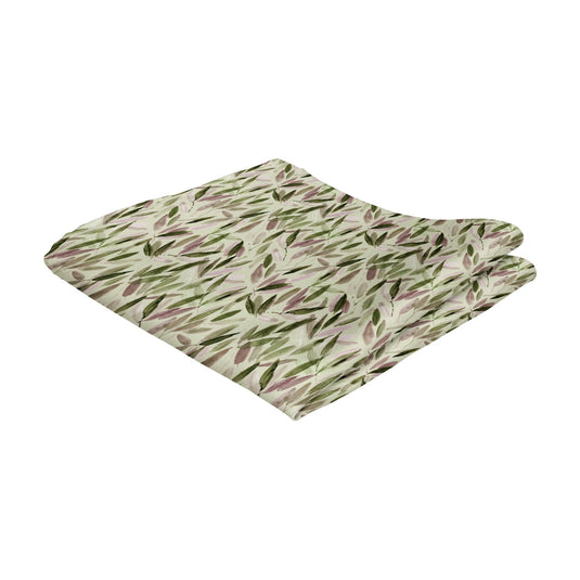 Abstract Watercolour Leaves Sage Green and Heather Pocket Square