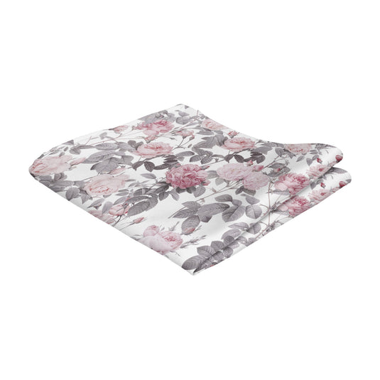 Vintage Floral Roses Pale Pink and White Pocket Square