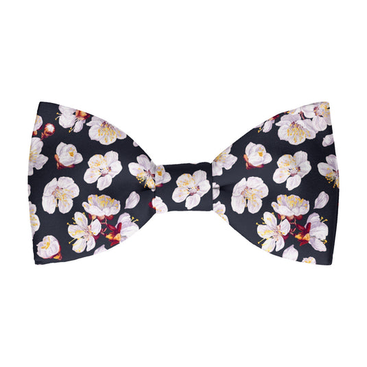 Small Pink Cherry Blossom Midnight Blue Bow Tie