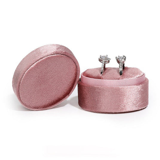 Oval Velvet Double Ring Box Pink Rose
