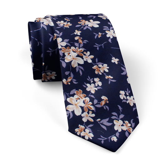 Blossom Nightfall Dark Blue Cotton Tie
