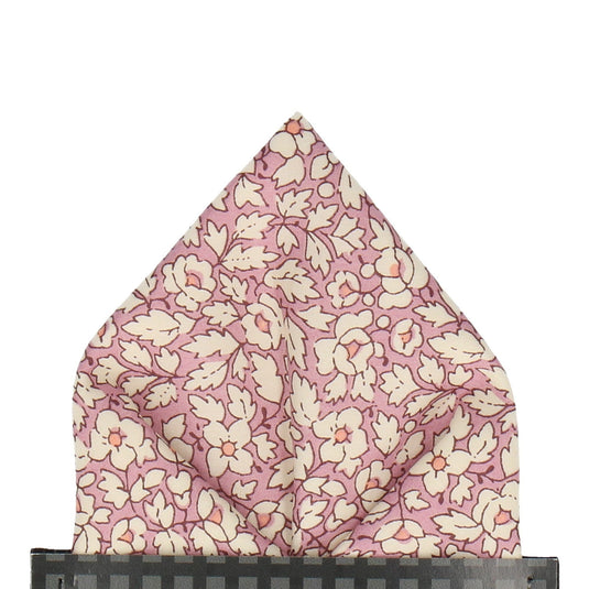 Pink Floral Feather Fields Liberty Cotton Pocket Square - Pocket Square with Free UK Delivery - Mrs Bow Tie